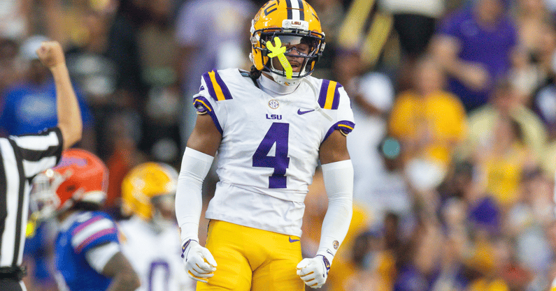 LSU transfer CB Mansoor Delane has been elite since arriving in Baton Rouge (Photo: © Stephen Lew-Imagn Images)